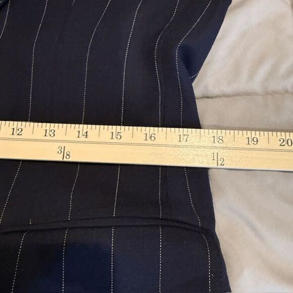 NWT Vintage Wool Rodier Blazer Dress Double Breasted Navy Pinstripe Size 12 (44) - Picture 11 of 13